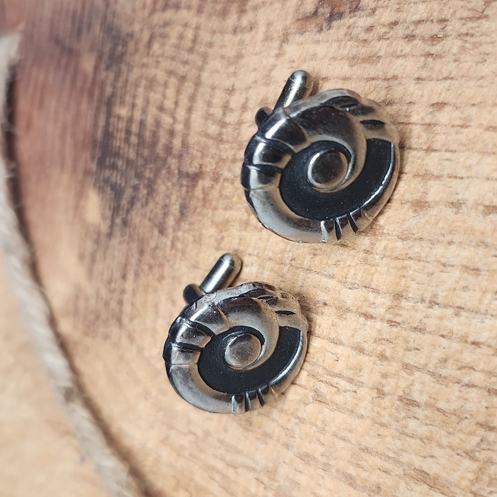 Vintage Tribal Silver‎ Black Cufflinks